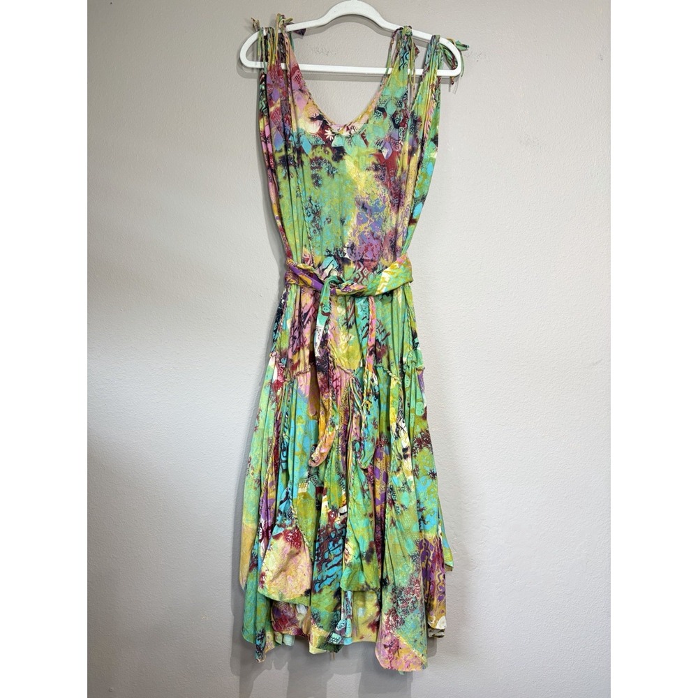 Tie Dye Festival Hippie Boho Fairy Pixie Hem Dress Asymmetric Detachable Tie S
